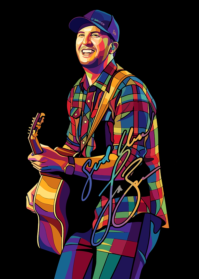 Colorful Guitarist with Luke Bryan