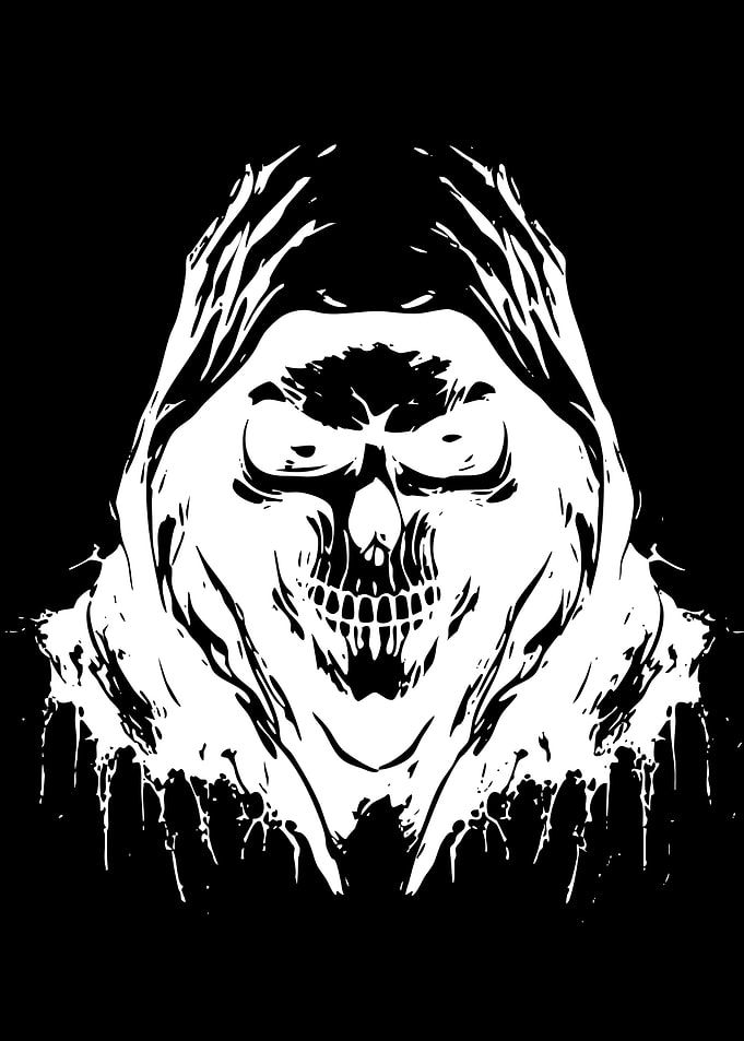 Grim Reaper Skull Hooded Figure