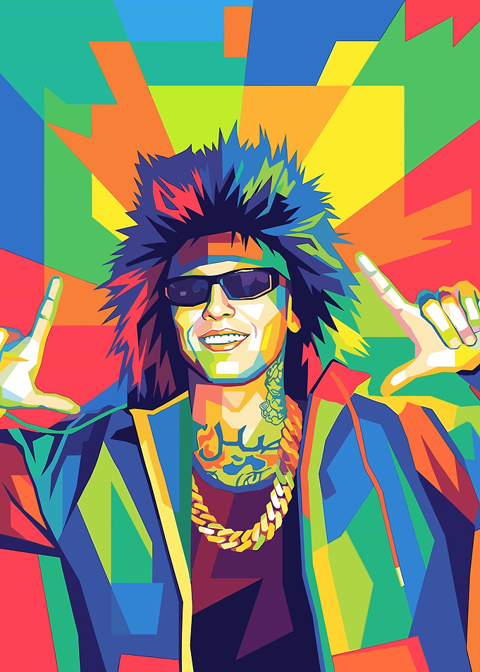 Colorful WPAP Portrait of a Central Cee