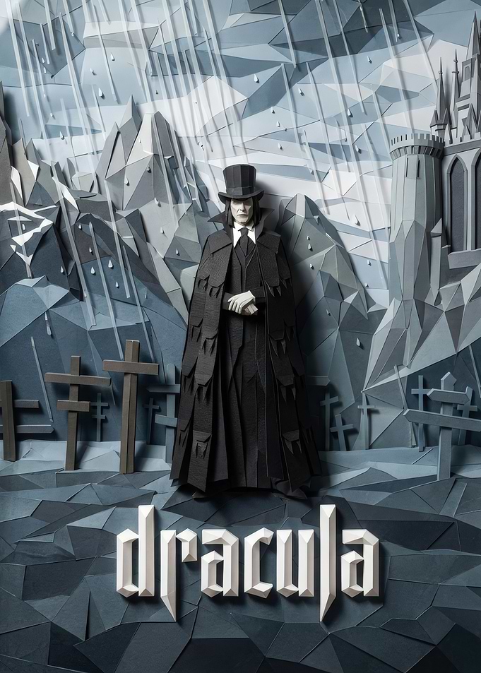 Dracula Papercraft in a Graveyard