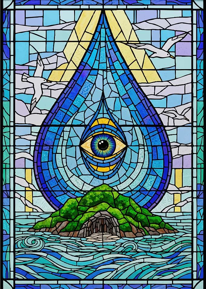 Stained Glass Eye Over Island