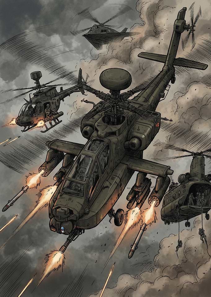 Military Helicopters in Combat