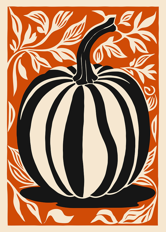 Stylized Pumpkin with Floral Accents