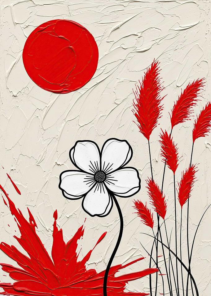 Red Sun and White Flower