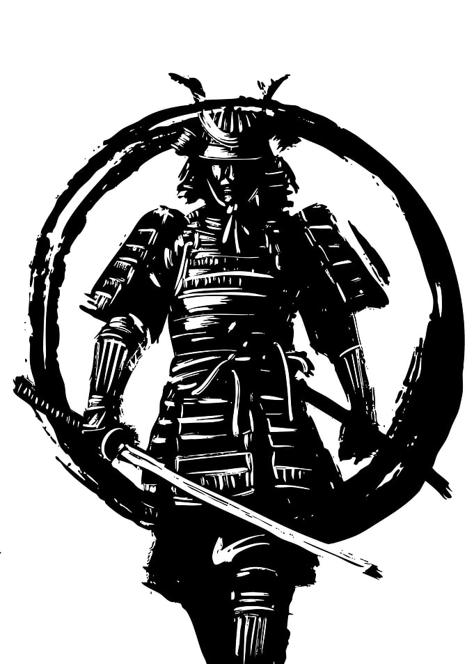 Samurai Warrior in Circle