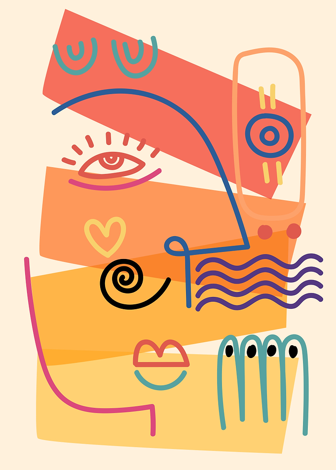 Abstract Face with Geometric Shapes