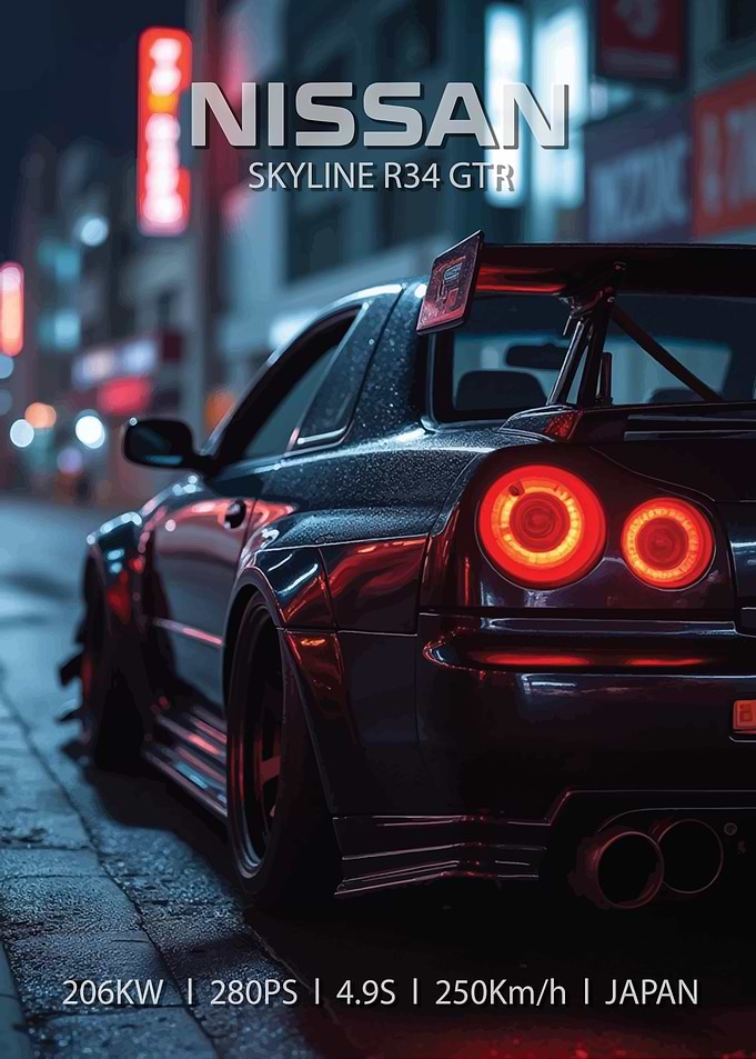 Nissan Skyline R34 GTR Night Shot