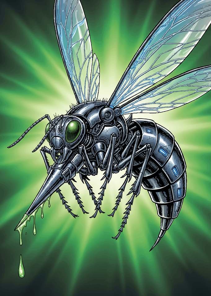 Mechanical Insect with Green Glow
