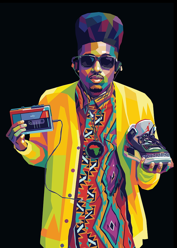 Man with Cassette Player and Sneaker