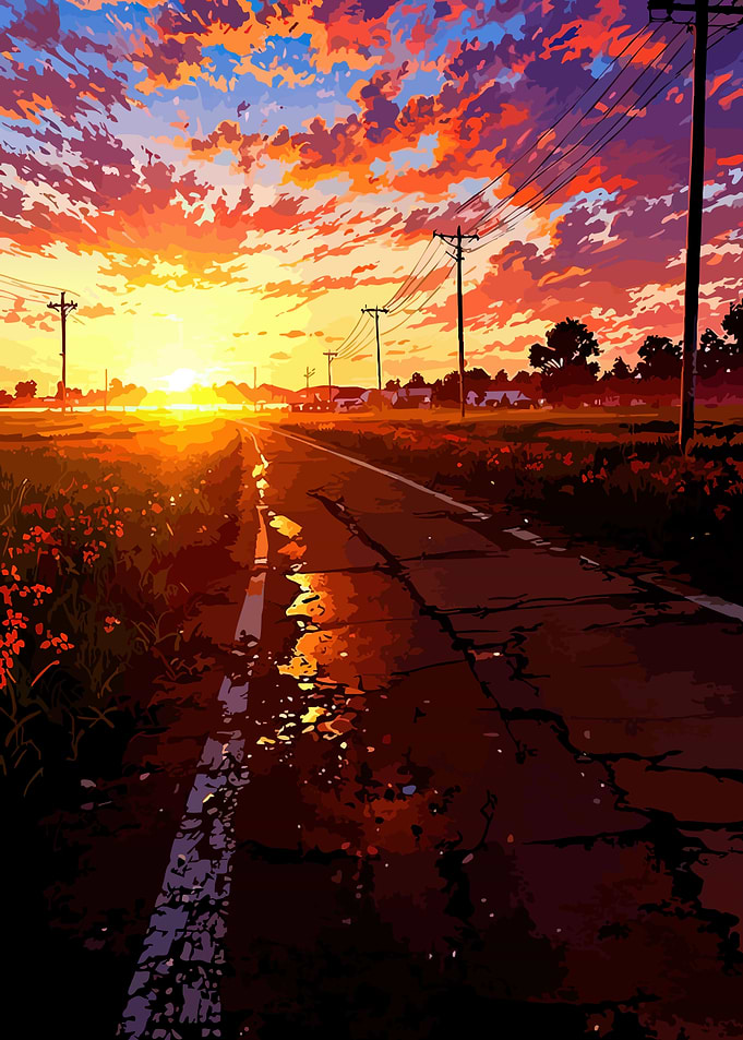 Anime Sunset Road