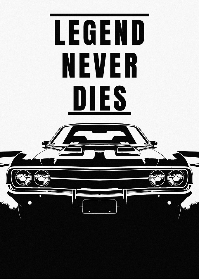 Legend Never Dies Car Poster Vector Art