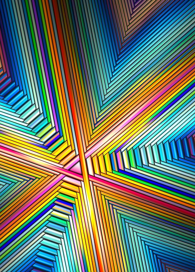 Rainbow Steps - Abstract Geometric Fractal Pattern