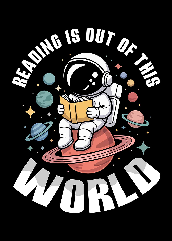 Astronaut Reading in Space