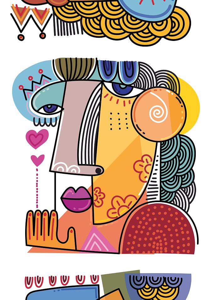 Abstract Cubist Portrait with Vibrant Colors