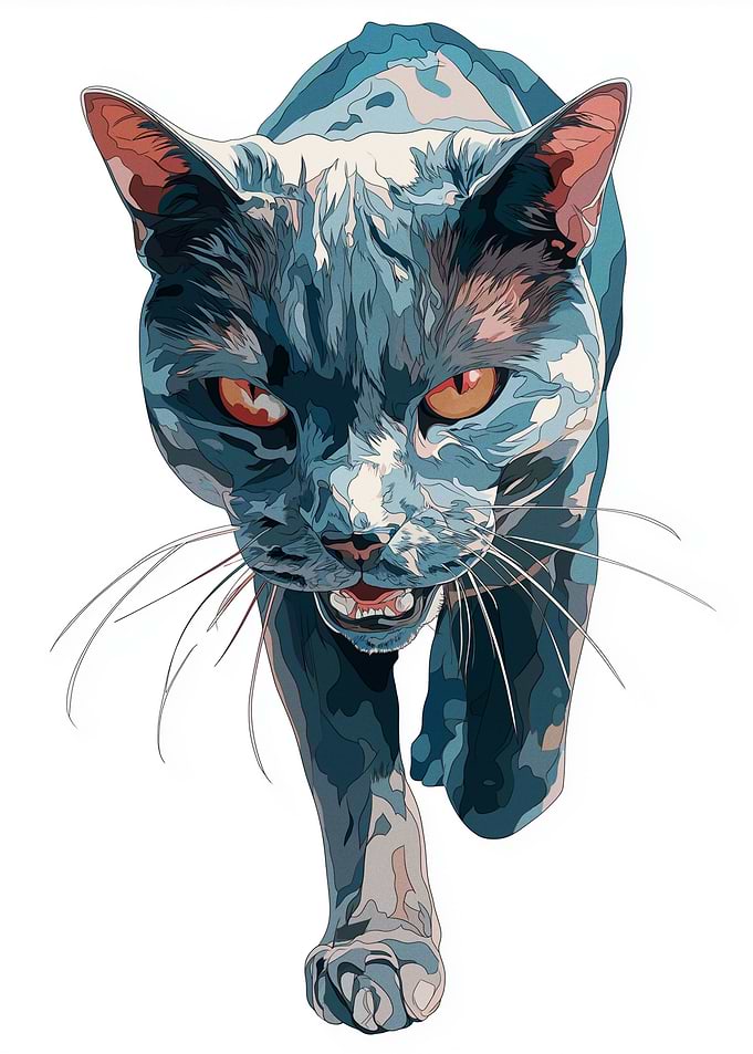 Aggressive Black Cat Portrait