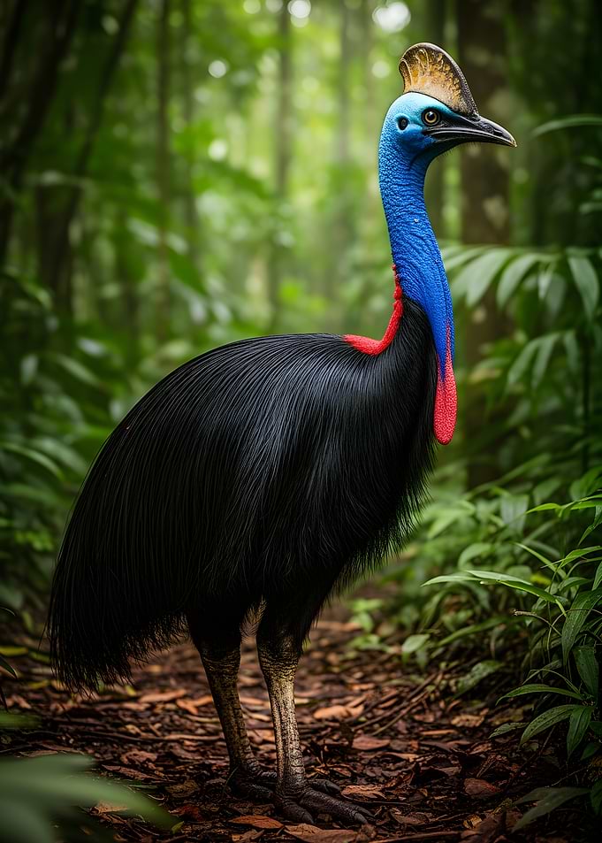 Southern Cassowary in Rainforest