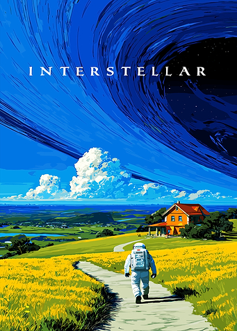 Interstellar Astronaut Walking Towards House
