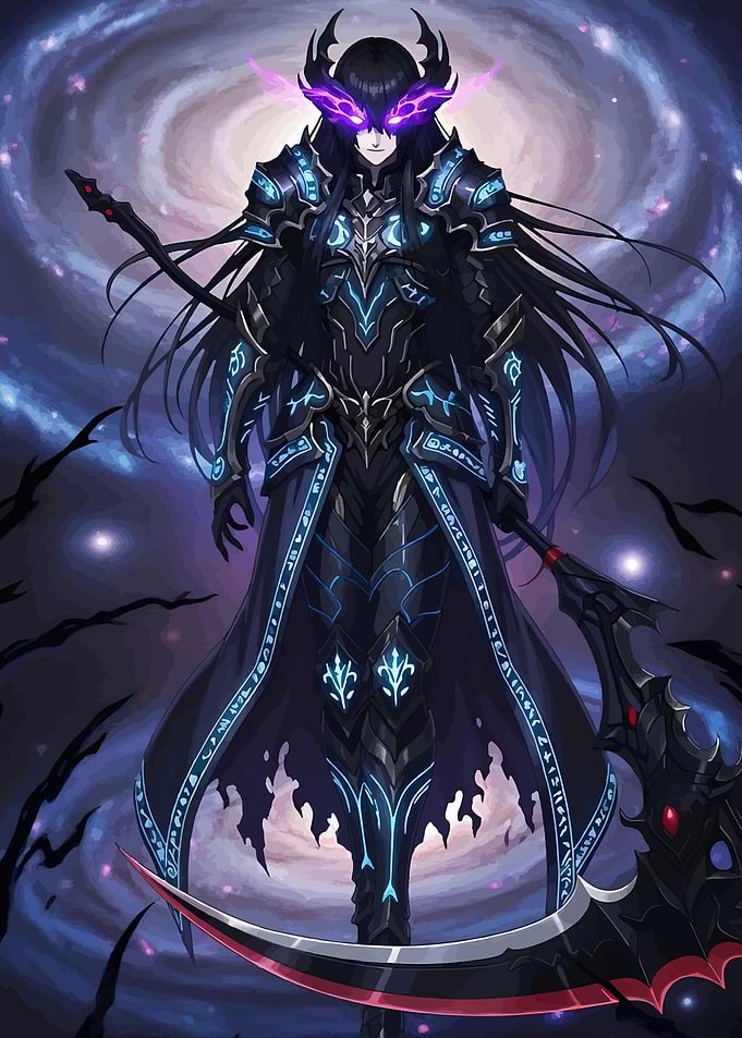 Dark Warrior with Scythe in Space