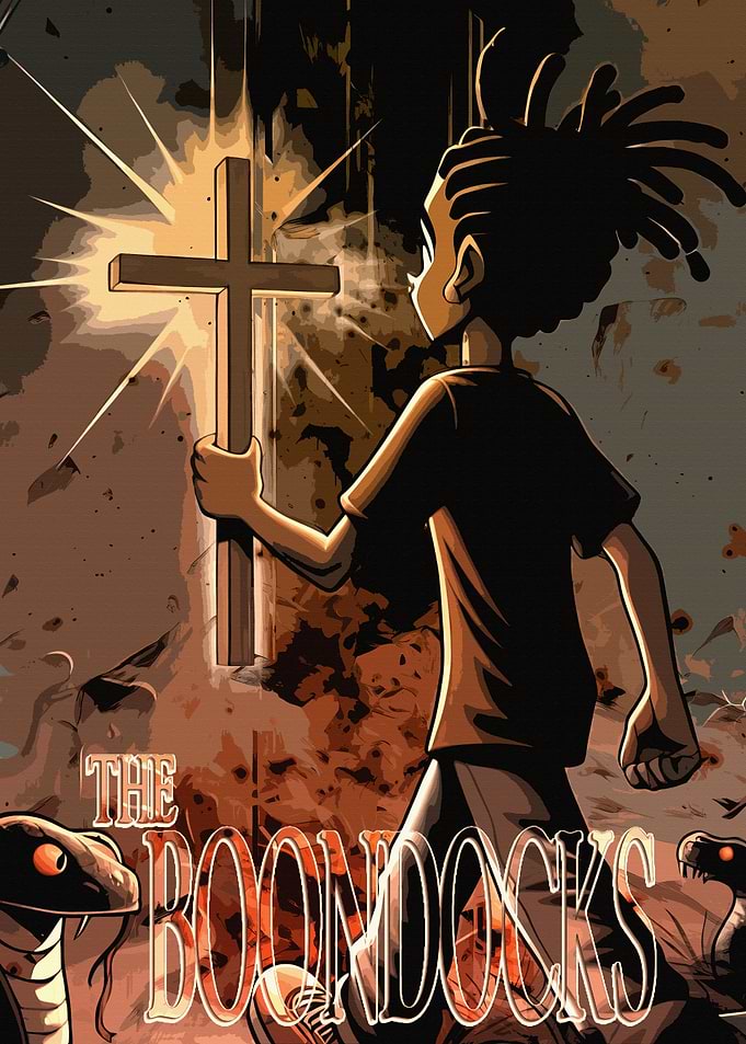 The Boondocks Huey Holding a Cross