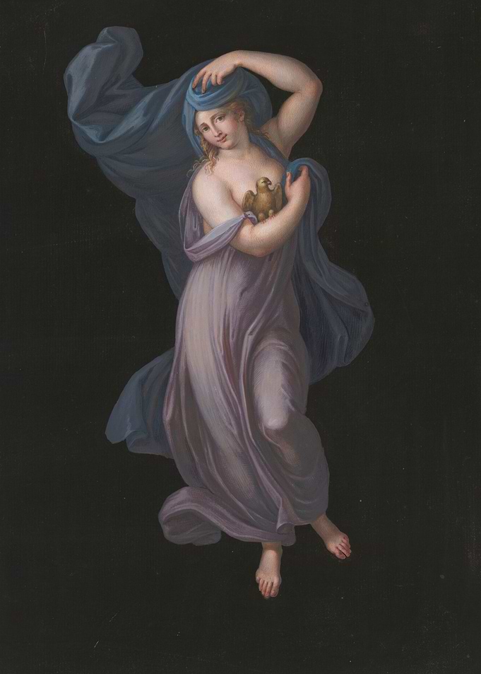 Dark Academia Renaissance Woman with Falcon Art