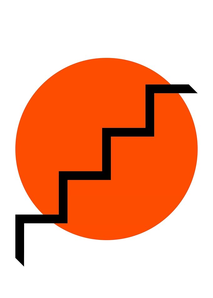 Orange Circle with Black Stairs