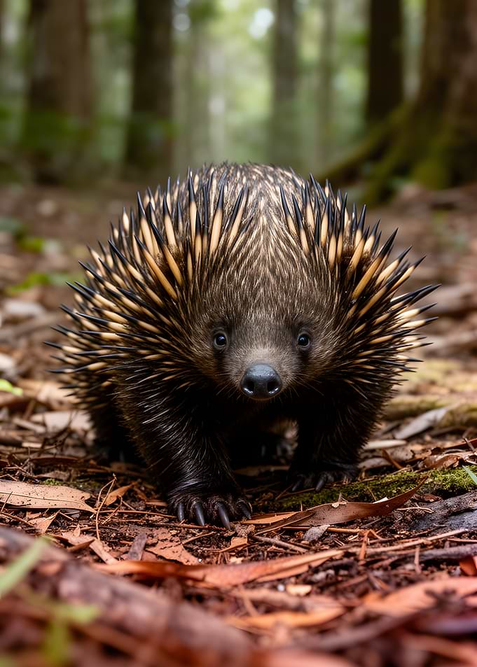 Close-up of an Echidna in a Forest