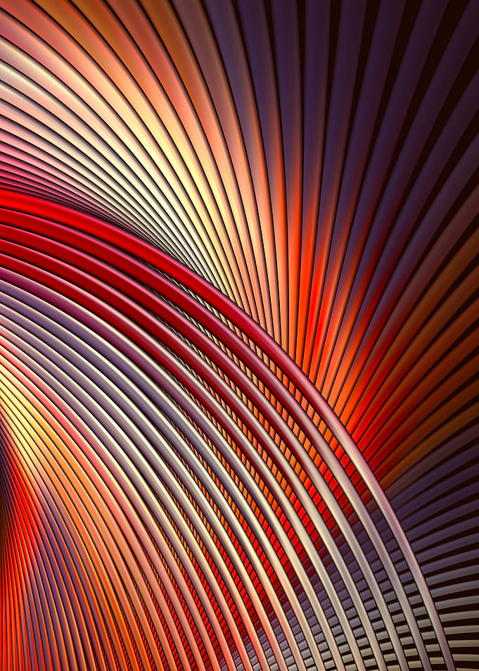 Ember Arc - Abstract Curved Lines Fractal Art