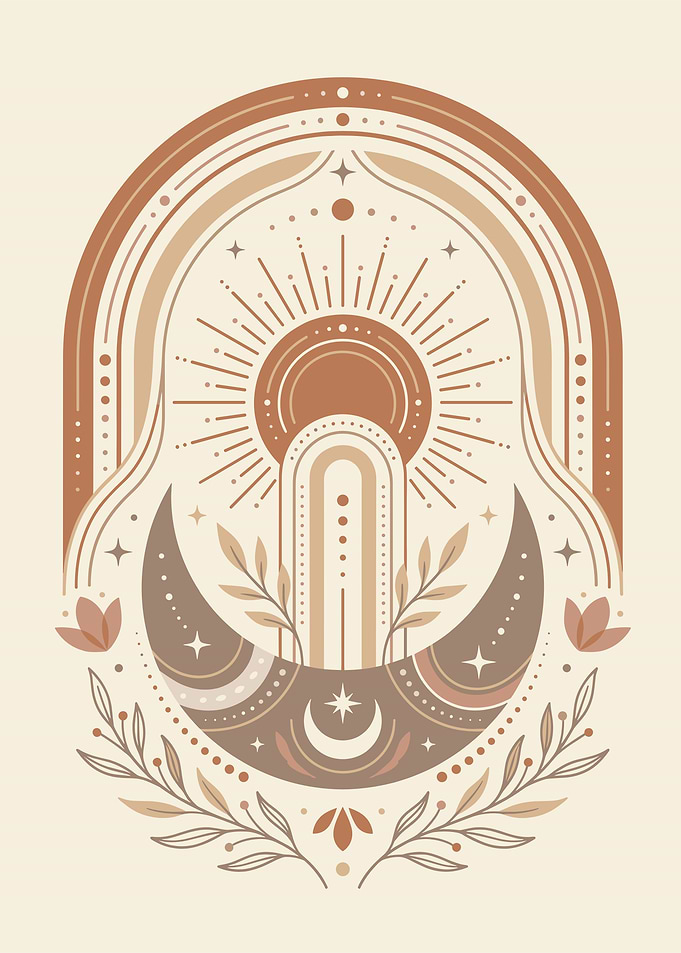 Boho Celestial Arch with Sun and Moon