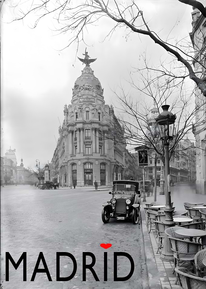 Vintage Madrid Street Scene