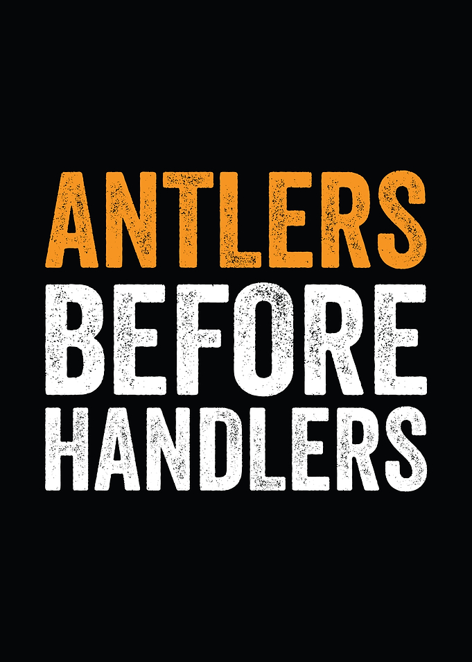 Deer hunting decor - Funny 'Antlers Before Handlers' rustic wall art for man cave