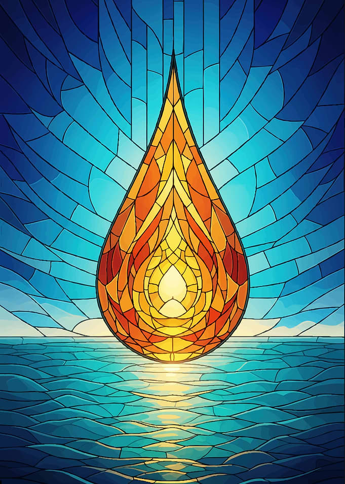 Stained Glass Fire and Water