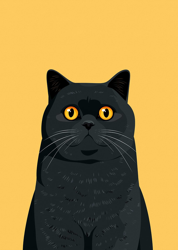 Black Cat with Orange Eyes