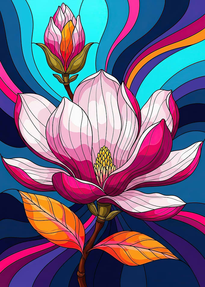Magnolia Flower with Abstract Background