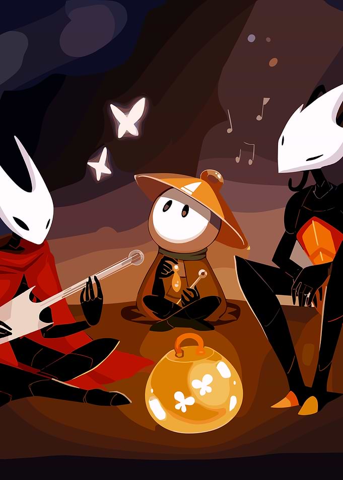 Hollow Knight characters playing music