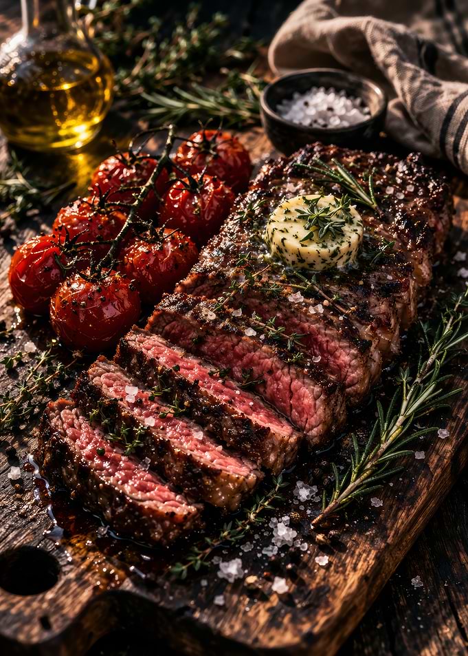 Gourmet Steak Dinner with Tomatoes
