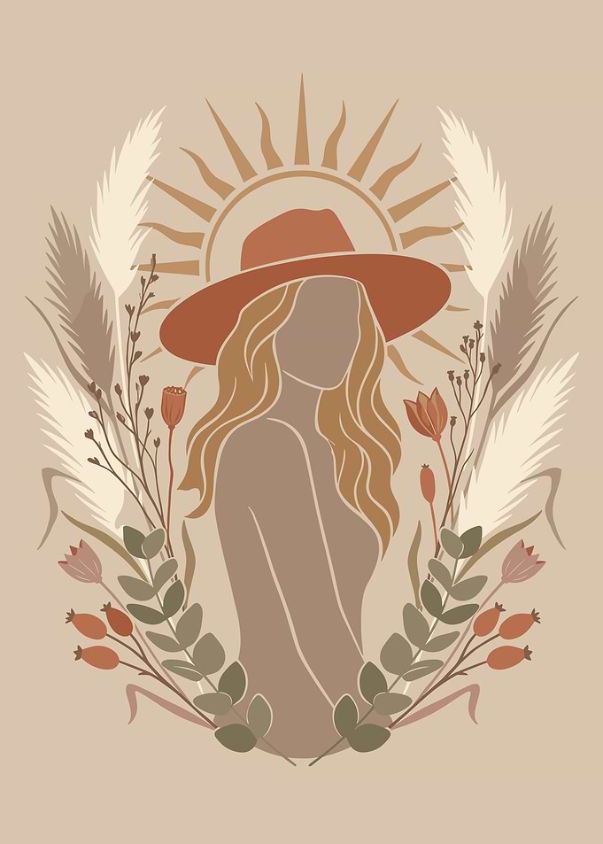 Bohemian Woman with Sun and Flowers