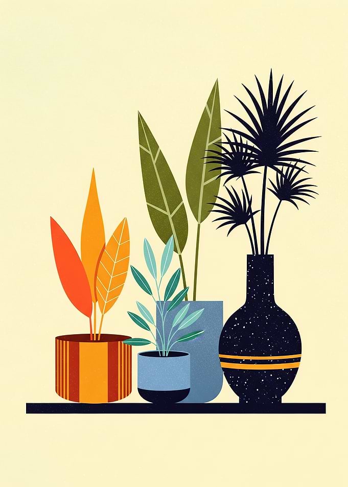 Potted Plants on a Shelf