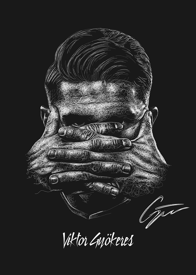 Viktor Gyökeres Scribble Art Style