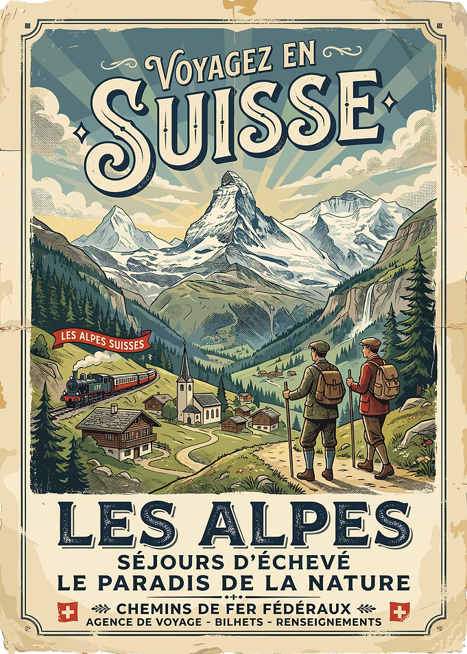 Vintage Swiss Alps Travel