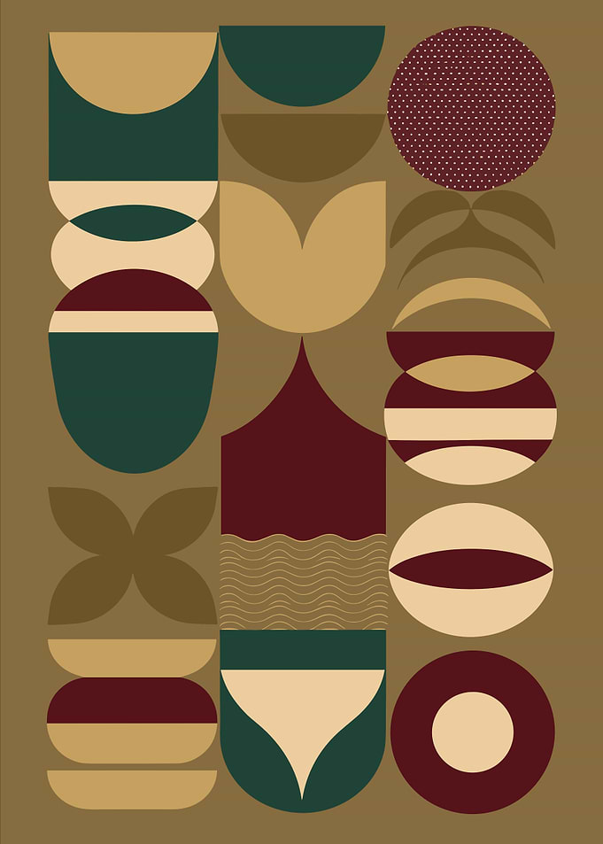 Retro Abstract Geometric Shapes Composition