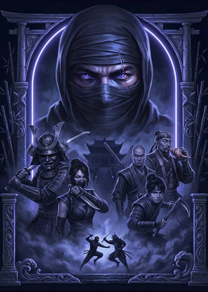 Ninja and Samurai Battle Scene