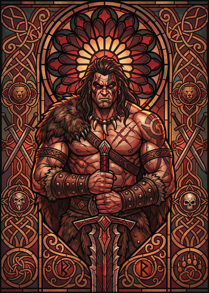 Viking Warrior Stained Glass
