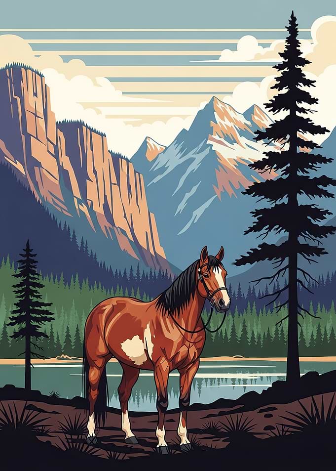 Horse in a Mountain Landscape