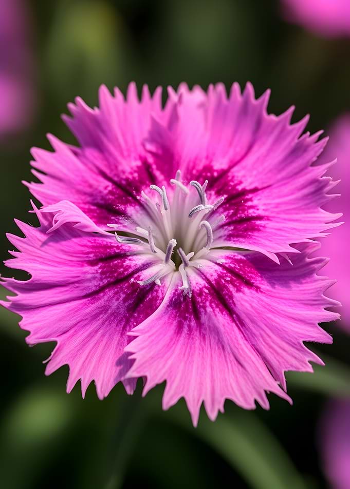 Close-up of a pink dianthus flower