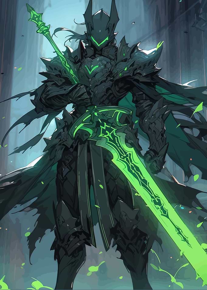 Dark Knight with Neon Green Sword