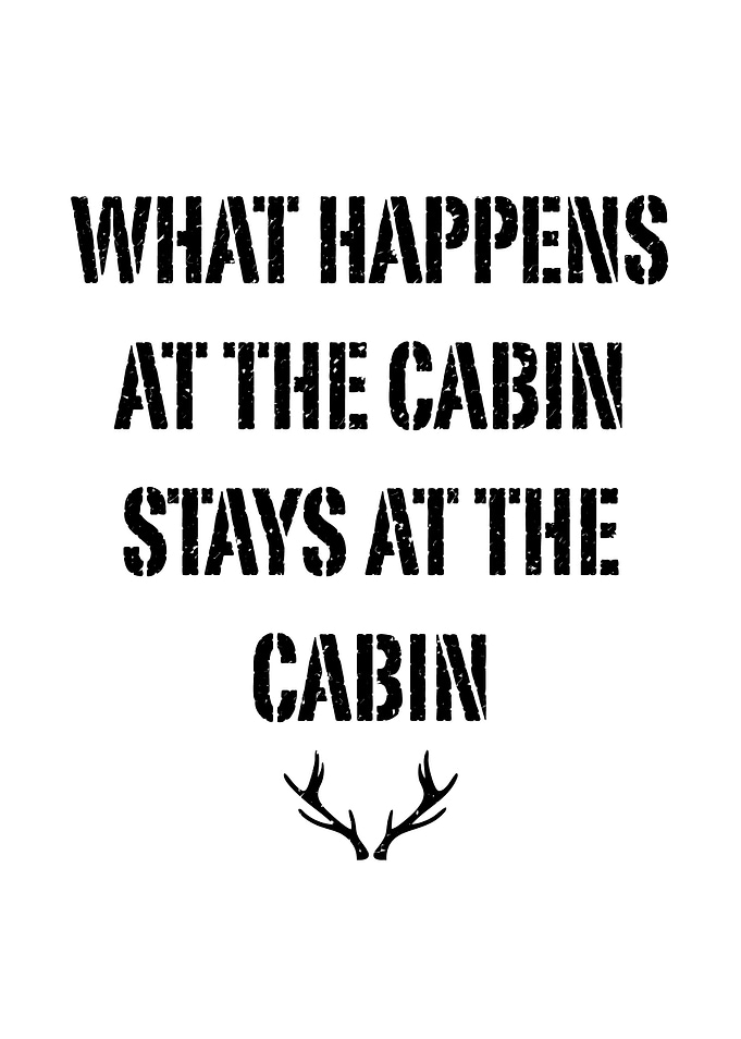 Deer hunting decor - Funny 'What Happens at the Cabin Stays at the Cabin' rustic wall art for man cave