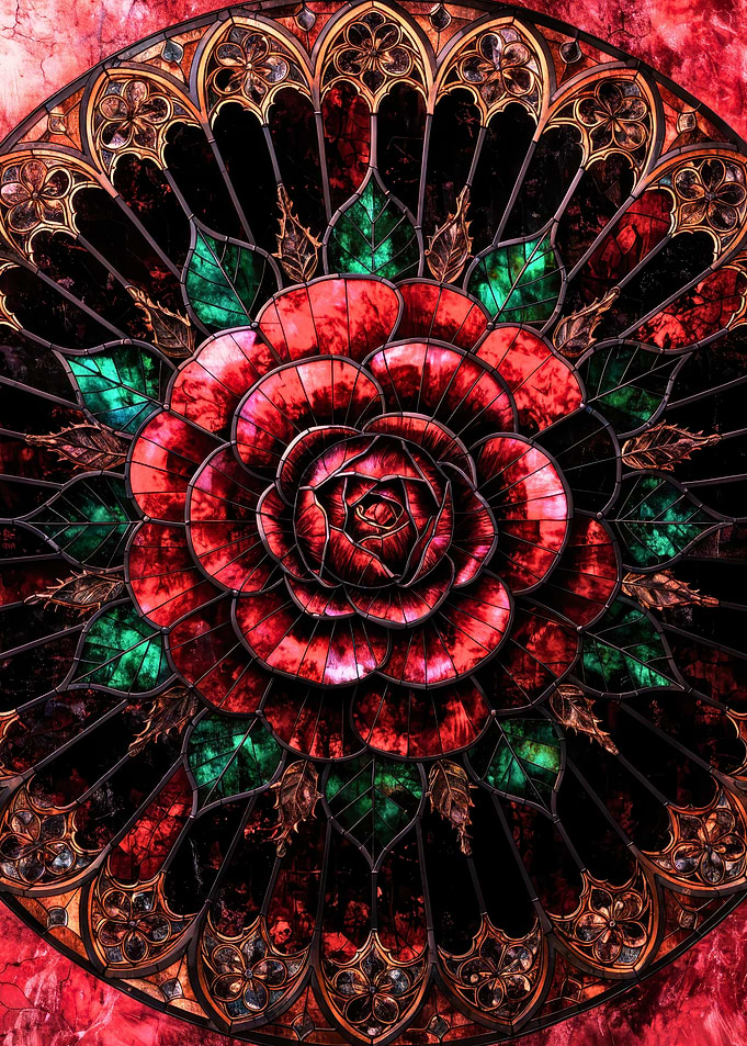 Gothic Stained Glass Rose Window