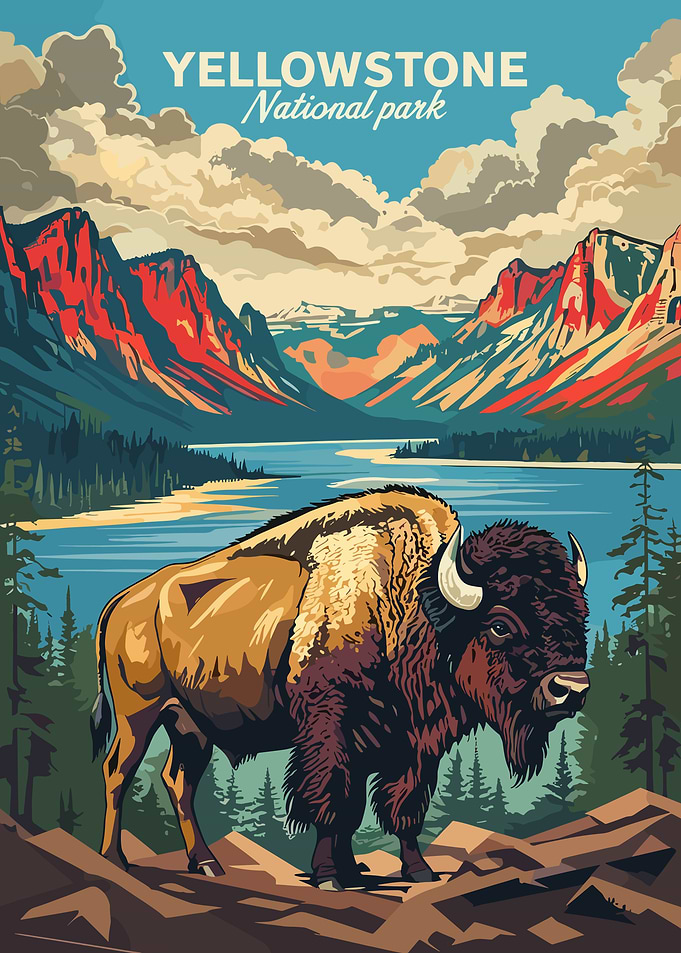Yellowstone National Park Bison Landscape