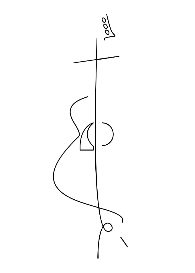Minimalist Guitar and Music Symbol