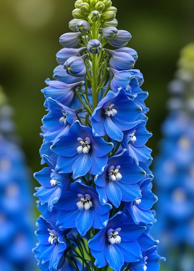 Vibrant Blue Delphinium Flower Spike